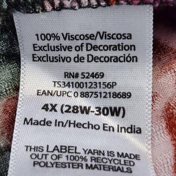 Terra & Sky Women Plus Size Top, Balloon Sleeve Slip on Flowy Top Size 4X Purple - Picture 6 of 7